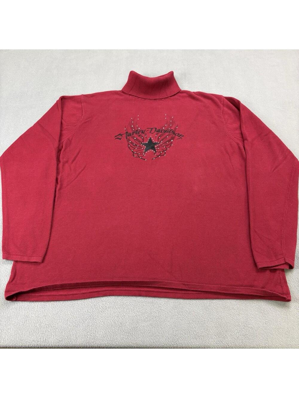 Vintage Y2K Harley Davidson Turtleneck Sweater Women’s Size 2W Angel Wing